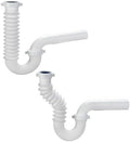 (2 Pack) Yariwiz White 1-1/2 inch P Trap with Adjustable J-Bend for Bathroom Kitchen Sink Drain Replacement Tubular Plumbing Pipe Assembly KSD-004W(2 Pack)