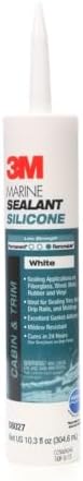 3M Marine Grade Silicone Sealant, White, 10.3 fl oz, Cartridge