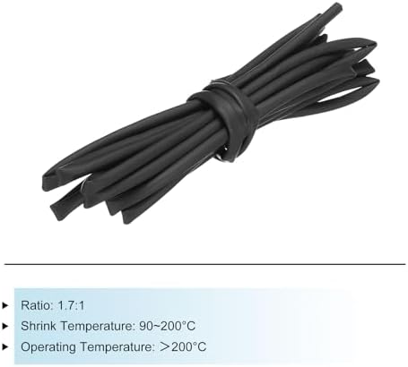 MECCANIXITY Silicone Heat Shrink Tubing 1.7:1 Ratio 1/8"(3mm) ID x 5/32"(4mm) OD 9.8ft Silicone Rubber Hose Insulation Sleeve for Automotive Wiring Marine, Black