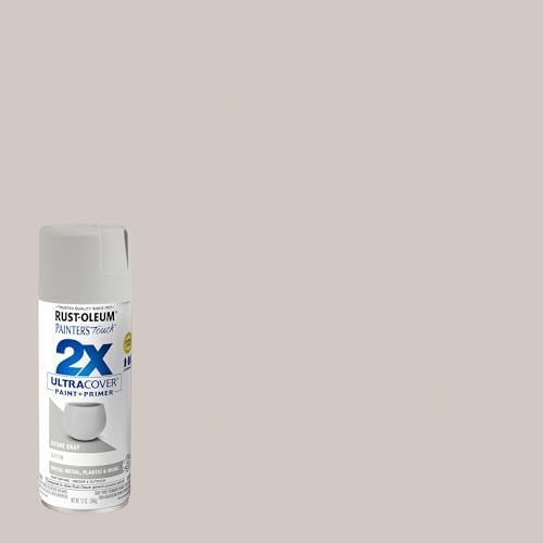 Rust-Oleum 334086-6PK Painter's Touch 2X Ultra Cover Spray Paint, 12 oz, Satin Stone Gray, 6 Pack