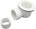 2" Low Profile Shower Drain with 2" x 1-1/2" Reducer Pipe Fitting and Perforated Strainer- PVC Side Outlet Drain Assembly for Replacement Shower Base and Drain