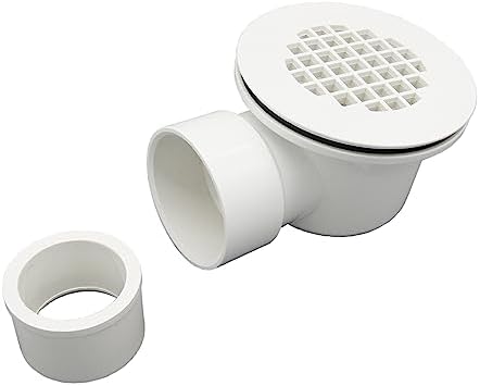 2" Low Profile Shower Drain with 2" x 1-1/2" Reducer Pipe Fitting and Perforated Strainer- PVC Side Outlet Drain Assembly for Replacement Shower Base and Drain