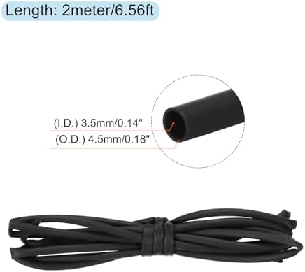 MECCANIXITY Silicone Heat Shrink Tubing 1.7:1 Ratio 9/64"（3.5mm) ID x 11/64"（4.5mm) OD 6.56ft(2m) Silicone Rubber Hose Insulation Sleeve for Automotive Wiring Marine, Black