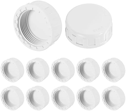 M METERXITY 12-Pack PVC Pipe End Cap Plug Adapter 1-1/4 in, Female Thread | White, Water End Cap Connector, Inner Teeth Pipe Plugs, for Outside Lawn, Yard/Watering Irrigation Systems