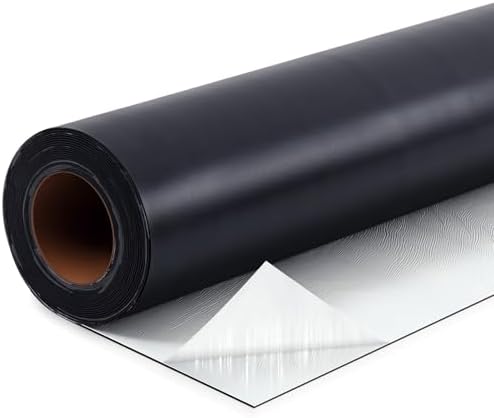 Pushglossy 1 Roll EPDM Rubber Roofing Membrane 50 Mil, 19.6" x 15 Ft, Black
