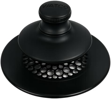 Watco Universal NuFit Push Pull Stopper, Silicone, 3/8 in. to 5/16 in. Combo Pin, Friction Pin, Grid, Universal Bath Tub Drain Stoppers, Easy Install, Hair Catcher, Replacement Tub Drain, Matte Black