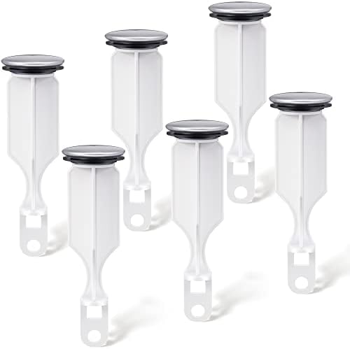 Enhon 2 Hole Pop Up Stoppers, Chrome Bathroom Sink Stopper fits Most Pop Up Drain Design, 4-1/2 Inch Tall, 1-3/8 Inch Cap Diameter, with Gasket Seal(6 Pack)