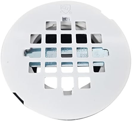 Westbrass D206P-2-50 2" No-Caulk PVC Compression Shower Drain with 4-1/4" Round Grid Cover, Powder Coat White (2-Pack)