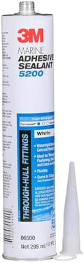 3M Marine Adhesive Sealant 5200 (06500) Permanent Bonding & Sealing for Boats & RVs Above & Below the Waterline Waterproof Repair, White, 10 fl oz Cartridge (Pack of 12)