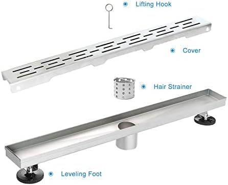 24 Inch Linear Shower Drain, Brushed 304 Stainless Steel