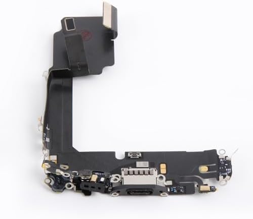 for iPhone 15 Pro Lightning Charging Port Replacement (Black Titanium) USB Dock Connector Flex Cable Assembly with Waterproof Tape Tool Kit for A2848, A3101, A3102, A3104