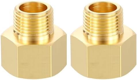 METALLIXITY 2PCS 1/2" FNPT x 3/8" MNPT Thread Brass Hex Extension Adapters | Brass Pipe Fittings, Female to Male Adapters for Water Line, Tub Spout/Shower Head