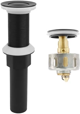 Bathroom Sink Drain,Drain Stopper Bathroom Sink Without Overflow,Small Cap Pop Up Drain Assembly with Detachable Strainer Basket,Built-in Anti-Clogging, Stainless Steel Nut Matte Black