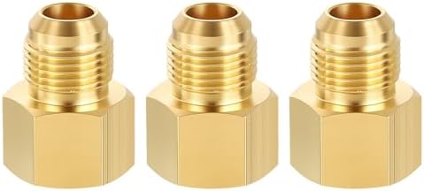 METALLIXITY 3PCS 1/2"FNPTx1/2"Male Flare Thread Brass Hex Extension Adapter | Female to Male Adapters, Brass Pipe Fittings for Water Line, Tub Spout/Shower Head