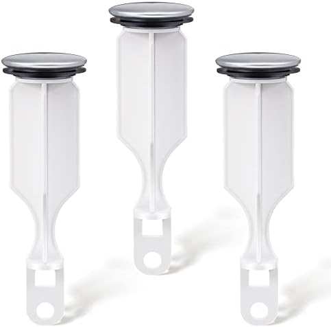 Enhon 2 Hole Pop Up Stoppers, Chrome Bathroom Sink Stopper fits Most Pop Up Drain Design, 4-1/2 Inch Tall, 1-3/8 Inch Cap Diameter, with Gasket Seal, Compatible with PF WaterWorks PF0240 (3 Pack)