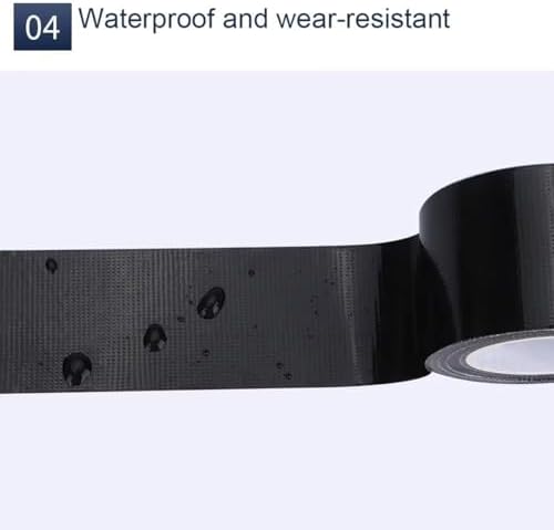 Queenbox 3.14" x65ft Tear by Hand Adhesive Duct Tape, Single-Sided Waterproof Patch and Seal Leak Repair Water Stop Tape for Metal Pipe Roof Boat, Black