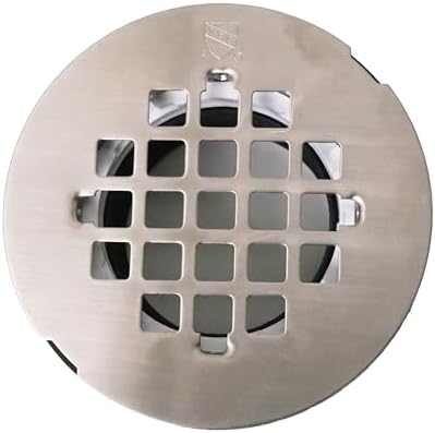 Westbrass D206P-07 2" No-Caulk PVC Compression Shower Drain with 4-1/4" Round Grid Cover, Satin Nickel