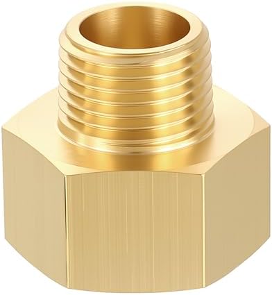 METALLIXITY 1PCS 1" FNPT x 3/4" MNPT Thread Brass Hex Extension Adapters | Brass Pipe Fittings, Female to Male Adapters for Water Line, Tub Spout/Shower Head