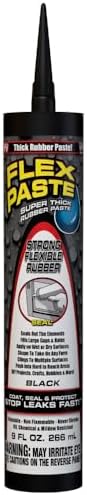 Flex Paste, Waterproof Paintable Putty, Spackle Sealant, Fill Gaps Cracks Holes - Block Out Water and Air - UV Resistant - Walls, Drywall, EPDM, Concrete, Roof, RV Repairs, Black, Cartridge