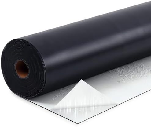 Pushglossy 1 Roll EPDM Rubber Roofing Membrane 50 Mil, 19.6" x 25 Ft, Black