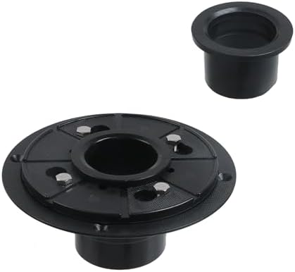 6-1/2 Inches Shower Drain Base Kit, Black Plastic Sub Drain with Base Flange and Rubber Gasket for Square/Linear Shower Installation, for Sewer Pipe Diameters of 2"