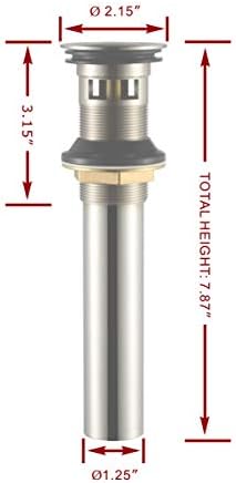 Purelux Bathroom Sink Drain Stopper Faucet Vanity Sink Pop Up Drain Assembly with Overflow, Brushed Nickel Finish