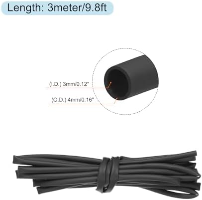 MECCANIXITY Silicone Heat Shrink Tubing 1.7:1 Ratio 1/8"(3mm) ID x 5/32"(4mm) OD 9.8ft Silicone Rubber Hose Insulation Sleeve for Automotive Wiring Marine, Black