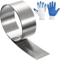 uxcell Stainless Steel Flashing Roll, 2in x 3.3ft Metal Roof Panels 0.1mm Waterproof Sheet Roll with Cut Proof Gloves for House Repair, Roof Flashing, Sealing Windows Doors
