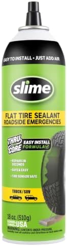 Slime 60187 Flat Tire Puncture Repair Sealant, Emergency Repair for Highway Vehicles, Suitable for Cars/Trailers, Non-Toxic, eco-Friendly, 18oz