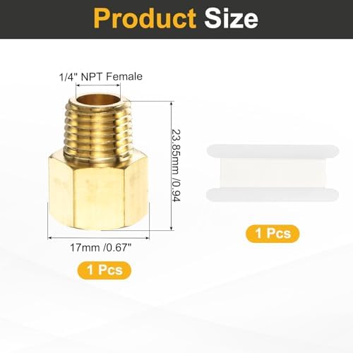 PATIKIL Brass Pipe Fitting, 1Pcs 1/4" NPT Male to 1/4" NPT Female Pipe Reducer Adapter Extension Connectors Brass Fittings for Water Gas Refrigeration