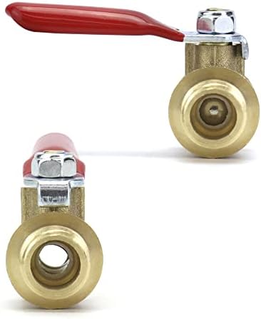 QWORK Ball Valve, 3 Pcs 1/4" Heavy Duty Brass Ball Valve Shut Off Switch, 1/4" Male x Male NPT Thread Pipe Fitting Air Compressor Shut Off Valve