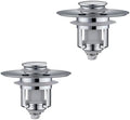 Universal 2 in 1Bathroom Sink Stopper, 2 Pack Pop Up Bathroom Sink Drain Strainer for 1.06"-1.65" Basin Drain Holes, Anti Clogging Drain Filter(Chrome Silver)