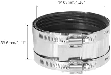 uxcell Flexible Pipe Coupling, 108mm Pipe Connector with Stainless Steel Hose Clamps Stainless Steel Pipe Repair Clamp for Plastic and Metal Pipes