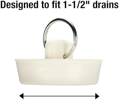 Danco 1-1/2 Inch Rubber Drain Stopper with Pull Ring, Off-White, (80227)