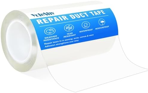 YoleShy Clear Waterproof Tape 4 in X 10 Ft, Rv Awning Repair Tape Weather Resistant Camper Canvas Repair Kit for Fabric, Tarp, Tent, Rv Roof, Versatile