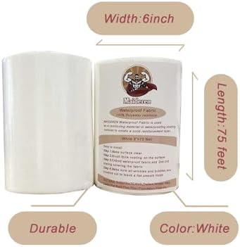 Coating Paint Partner 6 Inch X 75 Feet Waterproof Polyester reinforcing Soft Fabric Membrane to fix leaks Repair for RVS,Trailer,Shower,Wall,Roofs,Bathroom,Vent,Foundation,Pond