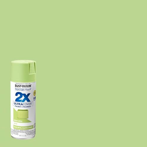 Rust-Oleum 334070 Painter's Touch 2X Ultra Cover Spray Paint, 12 oz, Satin Green Apple (Pack of 4)