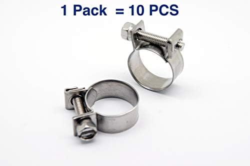 Autobahn88 Stainless Steel Mini Hose Clamp for Fuel Pipe Tube Plumbing 8-10mm (0.31-0.39") (Pack of 10)