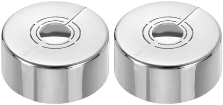 uxcell 2Pcs Wall Split Pipe Flanges, 1.18" Thick Plastic Cuttable Escutcheon Plate Plumbing Cover Fit 0.8"/1"/1.3" OD for Water Pipe Faucet Decoration, Silver