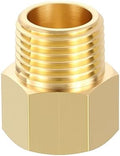 METALLIXITY 1PCS 1/2" FNPT x 1/2" MNPT Thread Brass Hex Extension Adapters | Brass Pipe Fittings, Female to Male Adapters for Water Line, Tub Spout/Shower Head