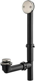 Artiwell 1-1/2" Black Tubular Bath Drain Kit with Tip-Toe Bath Drain Stopper, Touch-Toe Tub Drain, Tip Toe Bathtub Drain Waste and Overflow with Plug and Bathtub Overflow Drain Cover, Brushed Nickel