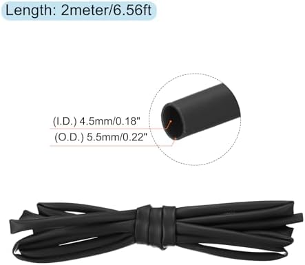 MECCANIXITY Silicone Heat Shrink Tubing 1.7:1 Ratio 11/64"（4.5mm) ID x 7/32"（5.5mm) OD 6.56ft(2m) Silicone Rubber Hose Insulation Sleeve for Automotive Wiring Marine, Black