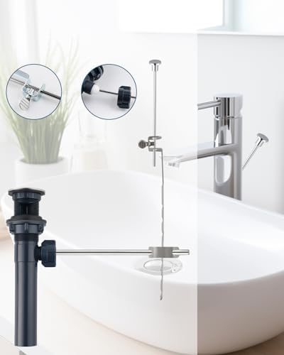 Hygie Rinse Universal Bathroom Sink Drain Stopper with Lift Rod, Chrome