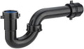(1 Pack) Yariwiz Black P Trap 1 1/2 Inch for Bathroom Kitchen Sink Drain Pipe Tubular Kit with Black Threaded Adapter and Blue TPE Washer KSD-001B