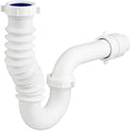 (1 Pack) Yariwiz White P Trap 1 1/2 Inch for Bathroom Kitchen Sink Drain Pipe Tubular Kit with Adjustable J-bend, White Threaded Adapter and Blue TPE Washer KSD-004W