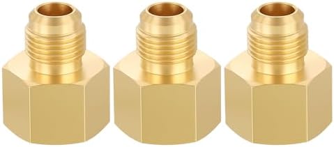 METALLIXITY 3PCS 1/2"FNPTx3/8"Flare Male Thread Brass Hex Extension Adapter | Female to Male Adapters, Brass Pipe Fittings for Water Line, Tub Spout/Shower Head