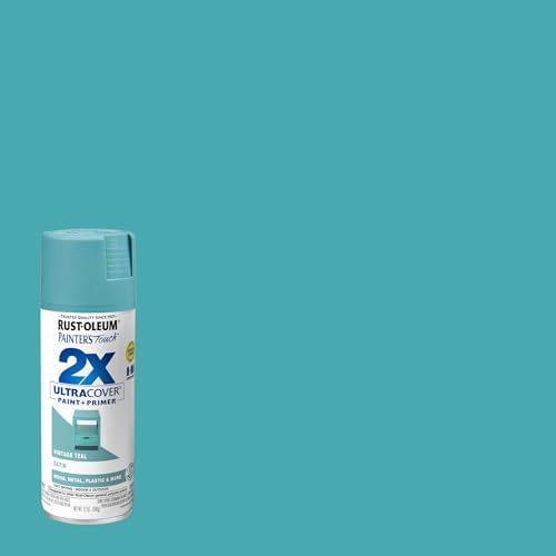 Rust-Oleum 334090 Painter's Touch 2X Ultra Cover Spray Paint, 12 oz, Satin Vintage Teal (Pack of 4)