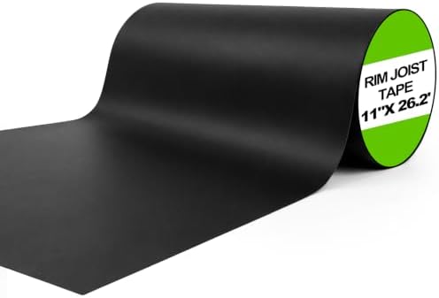 Feifeiya 11" x 26.2' Butyl Deck Joist Tape Flashing and Ledger Protect Rim Tape Waterproof Black Wheel Rim Support Belt for Decking Seal Wood Beams Roof Terraces Crossbeams