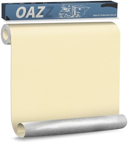 OAZ 16 x 79 inch Canvas Repair Patches Canvas Fabric Patch Self-Adhesive Fabric Repair Tape Waterproof Outdoor Gear Patch Kit for Boat Cover Awning Sofa Chair Couch Tent Bag (Beige Yellow)