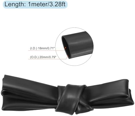 MECCANIXITY Silicone Heat Shrink Tubing 1.7:1 Ratio 0.71"（18mm) ID x 0.79"（20mm) OD 3.28ft(1m) Silicone Rubber Hose Insulation Sleeve for Automotive Wiring Marine, Black